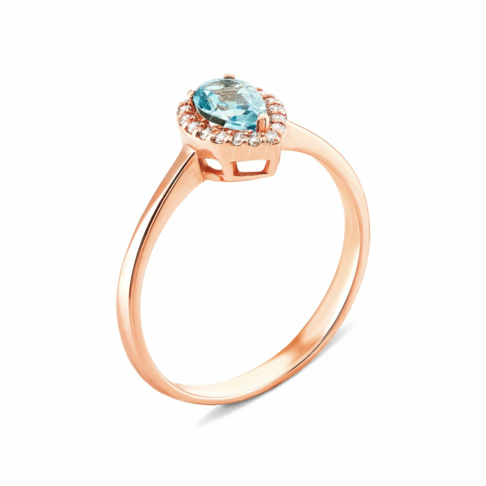 Золотое кольцо с топазом и фианитами. Артикул UG5КД4032топ