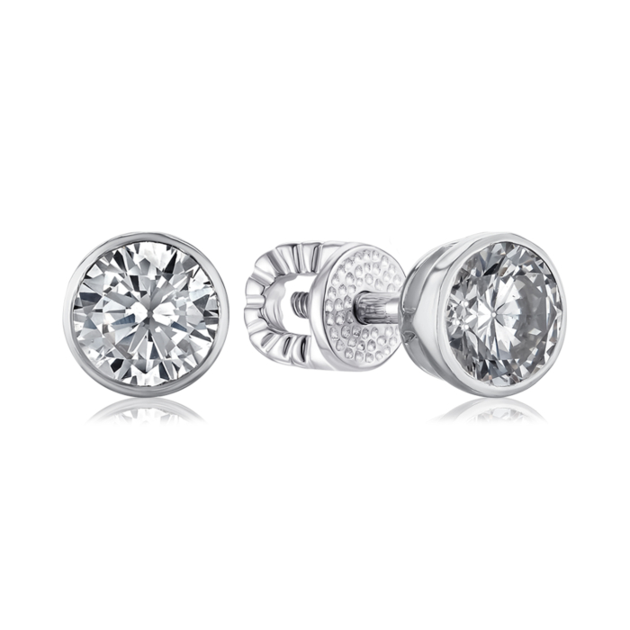 Серебряные серьги с фианитами 40504/12/1/100