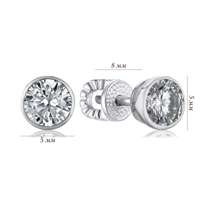 Серебряные серьги с фианитами 40504/12/1/100