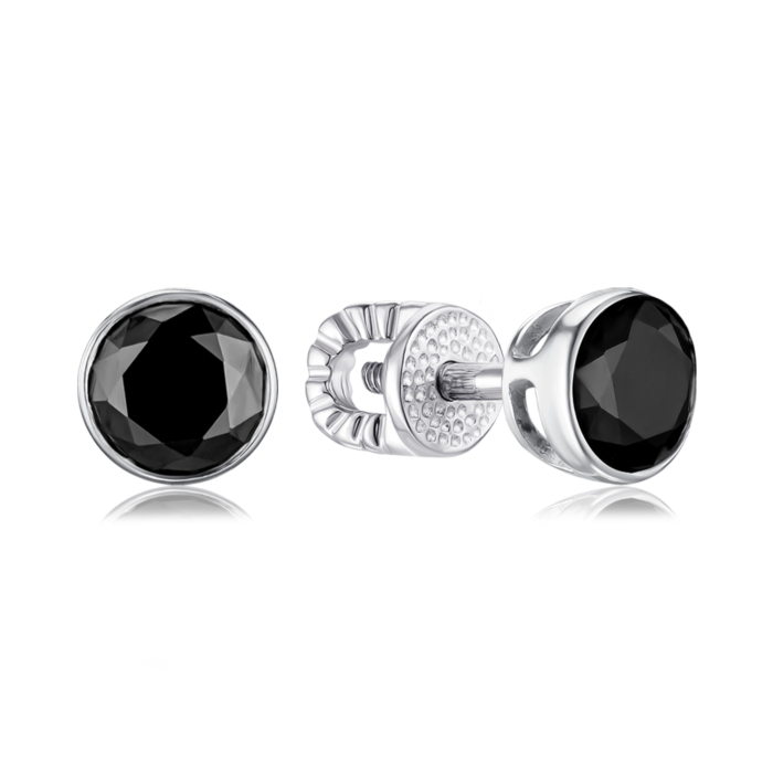 Срібні сережки з чорним фіанітом 40504/12/1/1224