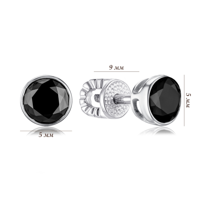 Срібні сережки з чорним фіанітом 40504/12/1/1224