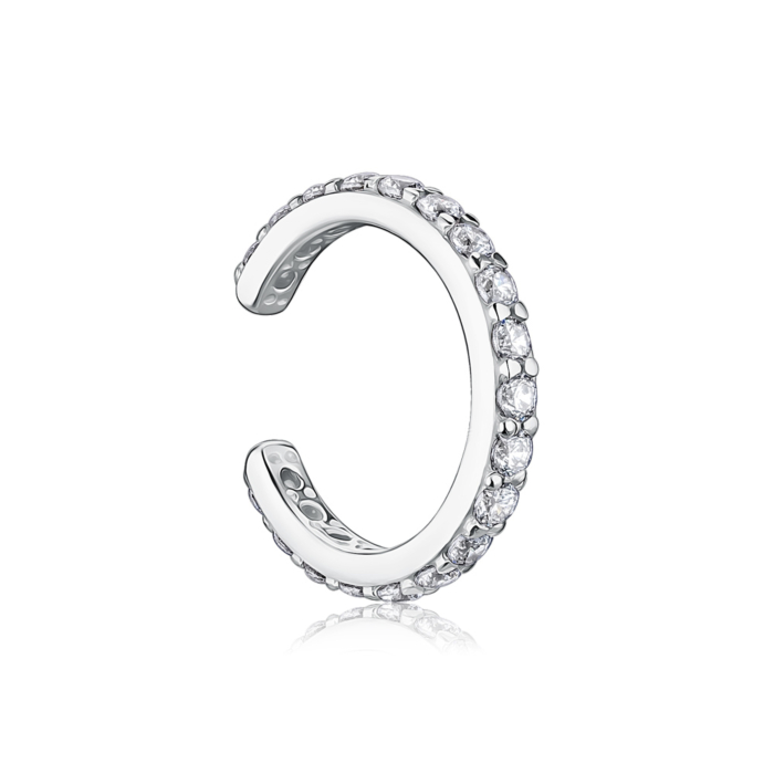 Серебряная серьга-каффа с фианитами. Артикул 40704/12/1/13