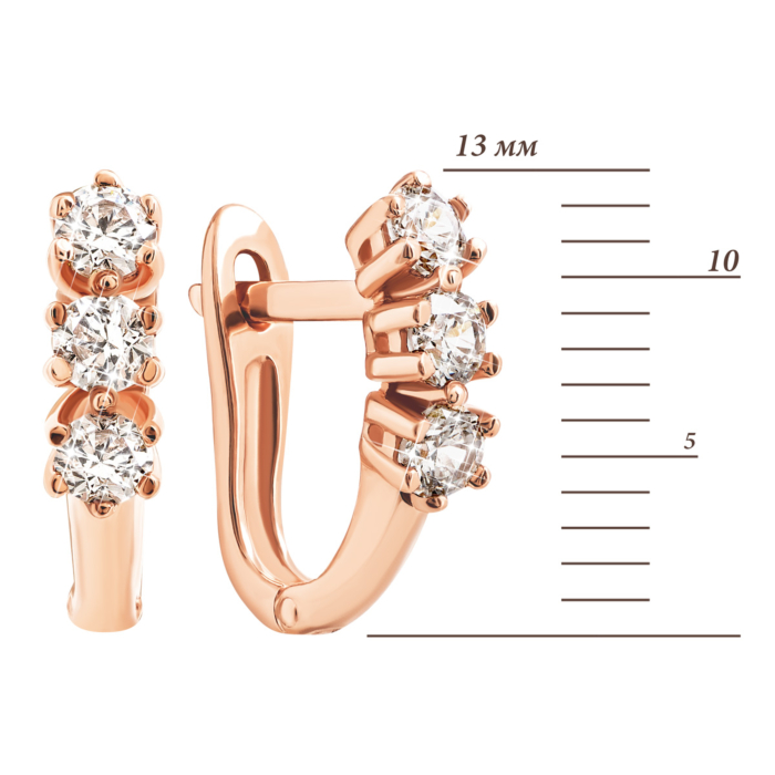 Золоті сережки з фіанітами S Zirconia. Артикул UG5С4102 Sw