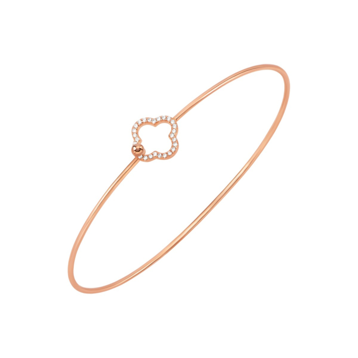 Золотой жесткий браслет с фианитами. Артикул UG5410947810101