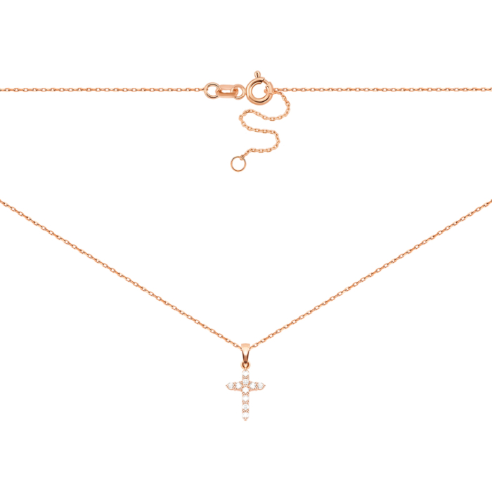 Золотое колье Крестик с бриллиантами. Артикул UG54111012001 D