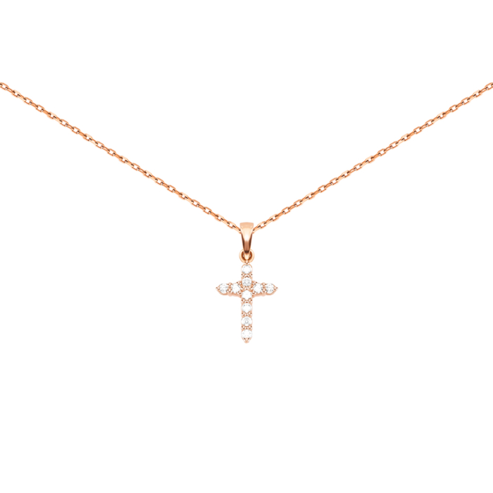 Золотое колье Крестик с бриллиантами. Артикул UG54111012001 D