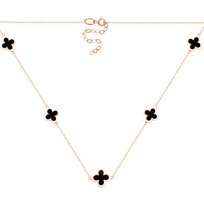 Золоте кольє Конюшина з оніксом. Артикул UG54111014701