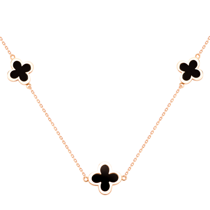 Золотое колье Клевер с ониксом. Артикул UG54111014701