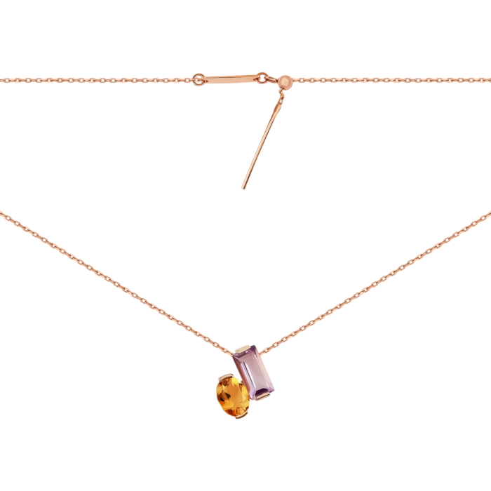 Золотое колье с аметистом и цитрином. Артикул UG54111022401