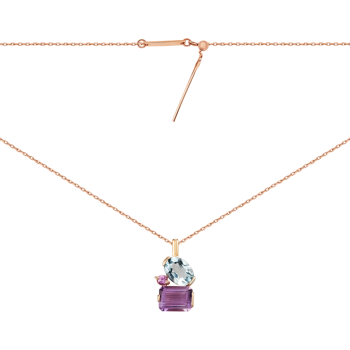 Золотое колье с топазом, сапфиром и аметистом. Артикул UG54111022501