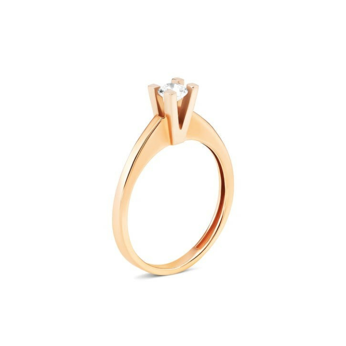 Золотое кольцо с фианитом S. Артикул UG5КД4113 Sw