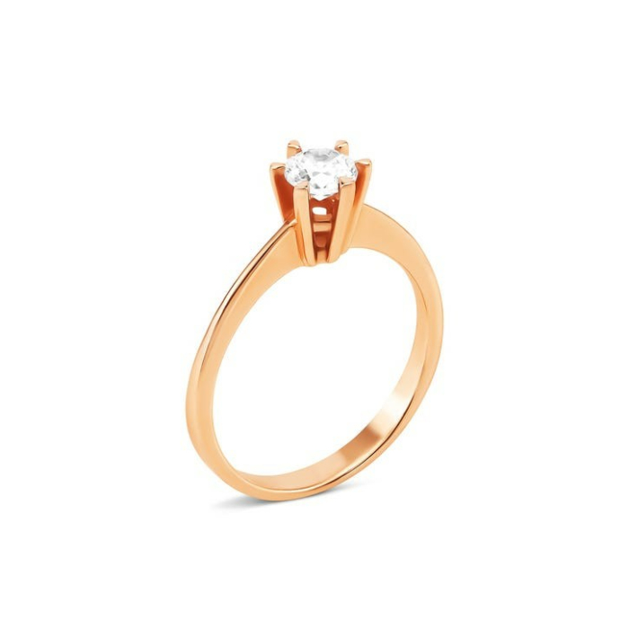Золотое кольцо с фианитом S. Артикул UG5КД4149 Sw