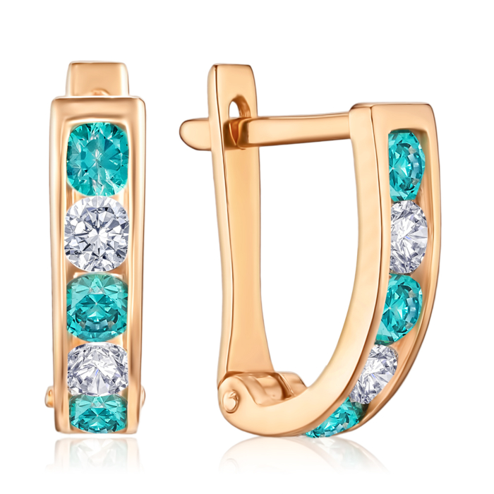 Золотые серьги с фианитами Tesori С4180 Sw Mint