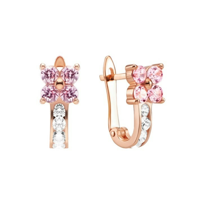 Золотые серьги с фианитами Royal. Артикул UG5С4192 RoyalPink