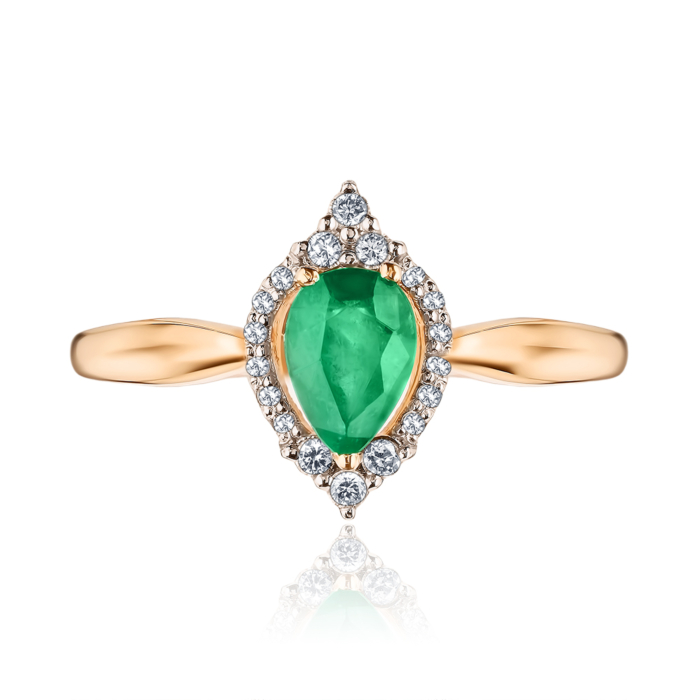 Золота каблучка з смарагдом та діамантами 800124/01/1/10205