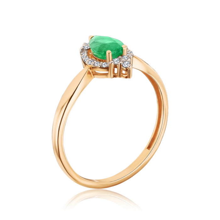Золота каблучка з смарагдом та діамантами 800124/01/1/10205