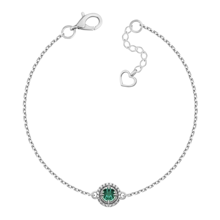 Срібний браслет із зеленим кварцом та фіанітами. Артикул UG54225р-QGR