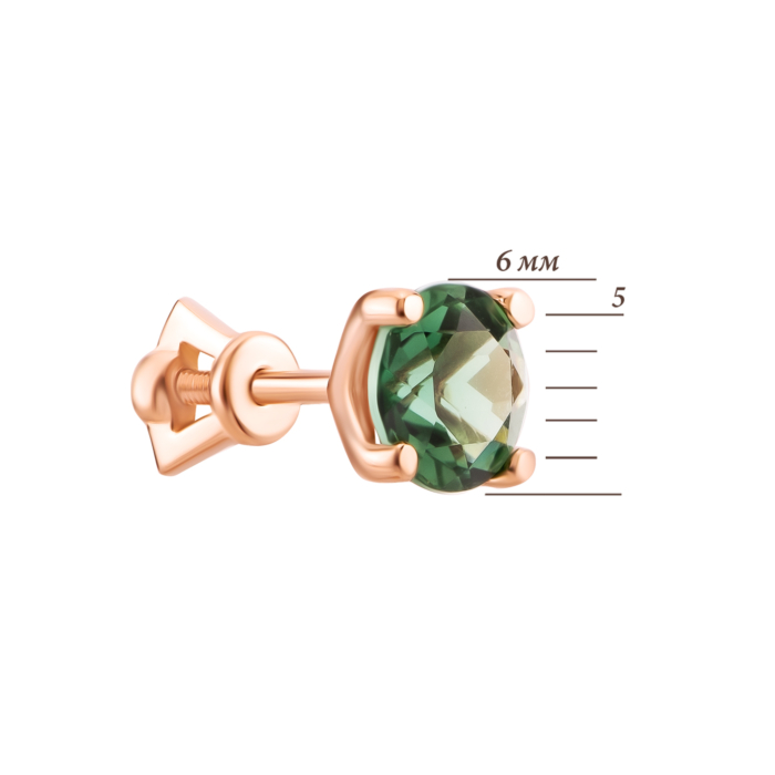 Золоті пусети із зеленим кварцом. Артикул UG5С4231G Кв.зел