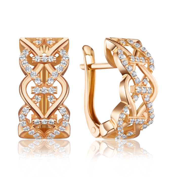 Золотые серьги с фианитами 22824/01/0/1
