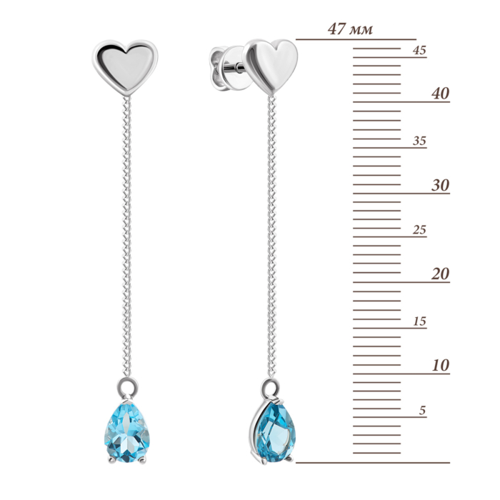 Золотые серьги-подвески с топазом. Артикул UG5С4297/1Gтоп