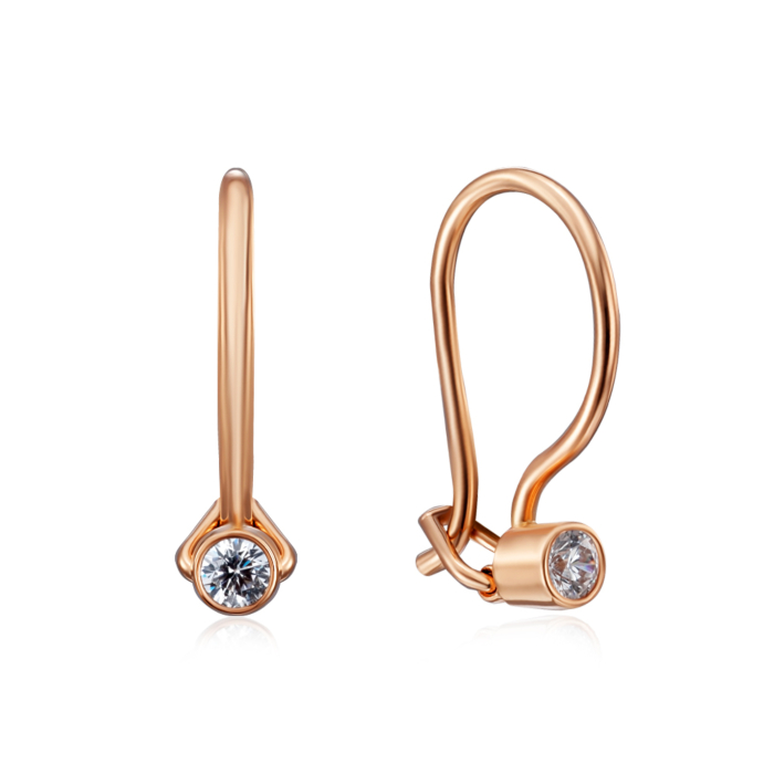Золотые серьги с фианитами. Артикул 2034