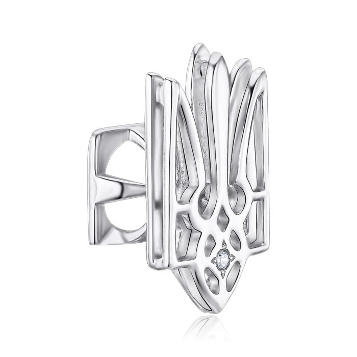 Срібний значок з фіанітом. Артикул 4034/12/1/46