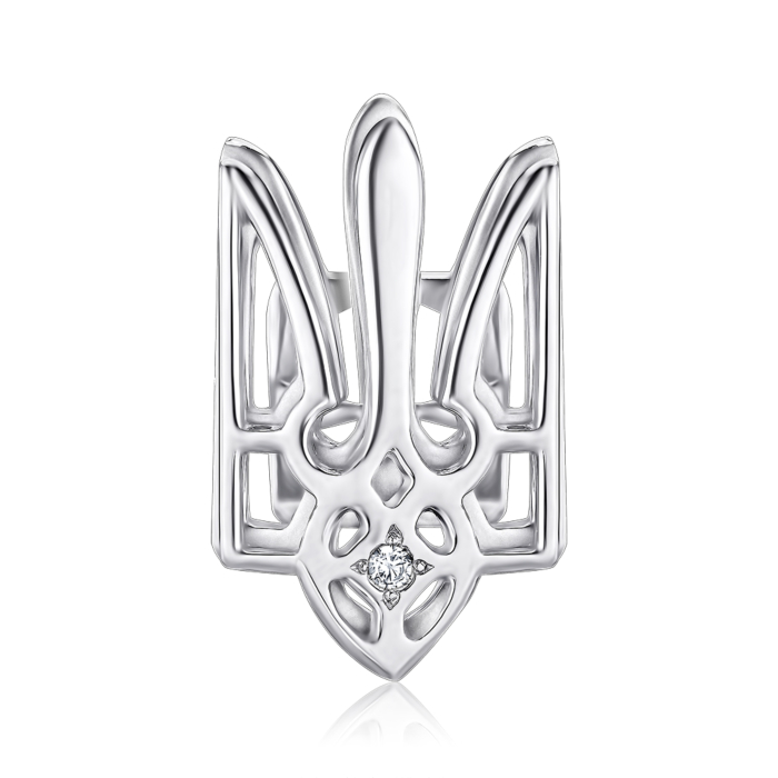 Срібний значок з фіанітом. Артикул 4034/12/1/46