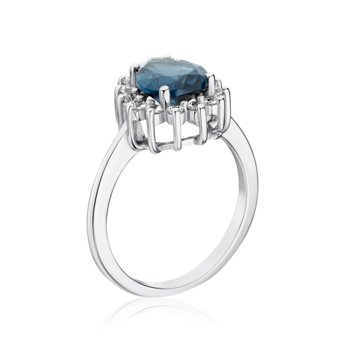 Срібна каблучка з штучним топазом та фіанітами 00834/12/1/21309