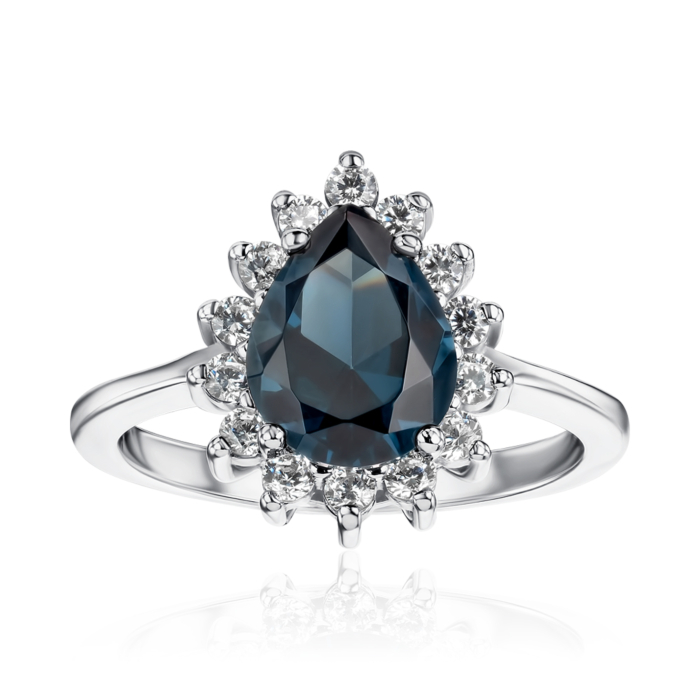 Срібна каблучка з штучним топазом та фіанітами 00834/12/1/21309