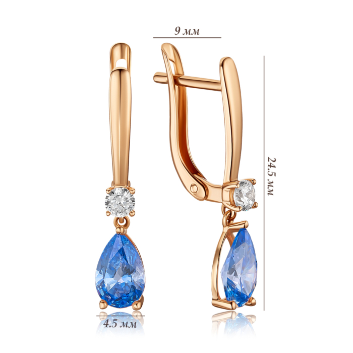 Золотые серьги с фианитами Tesori 22044/01/0/21008