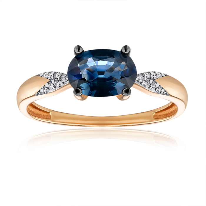 Золота каблучка з сапфіром та діамантами. Артикул 53544/01/1/10260