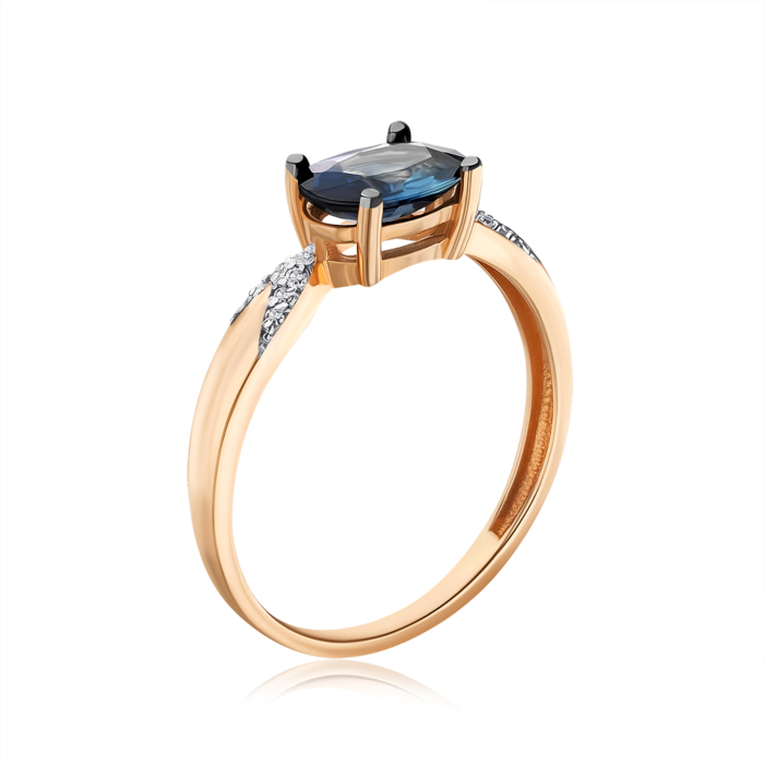 Золота каблучка з сапфіром та діамантами. Артикул 53544/01/1/10260
