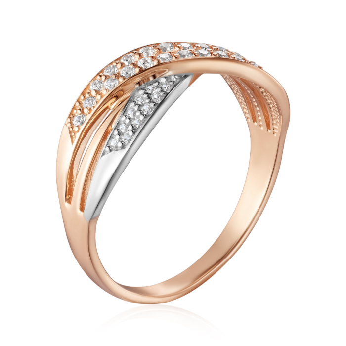 Золота каблучка з фіанітами. Артикул 12056 с