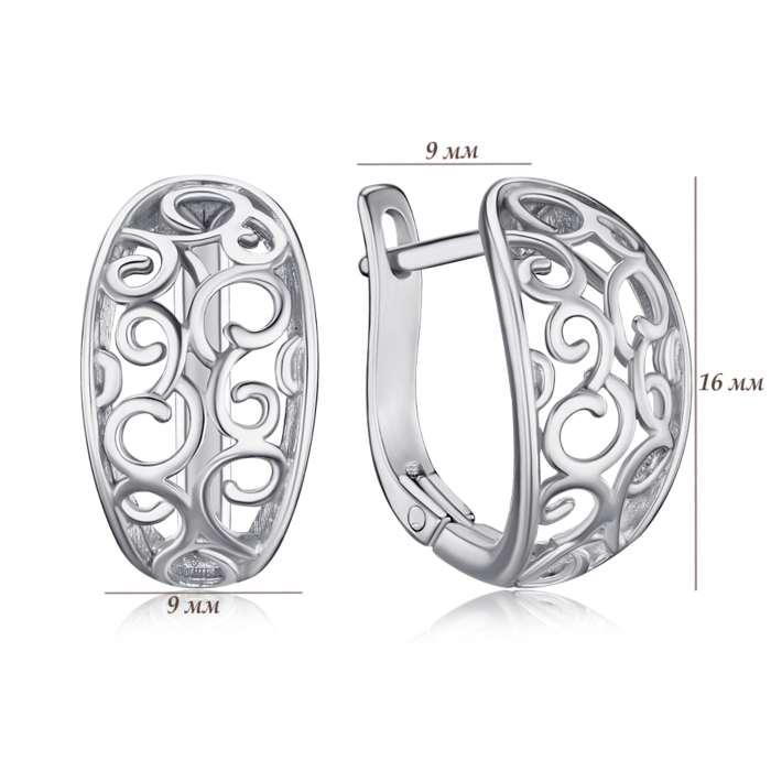 Срібні сережки без вставки с40274