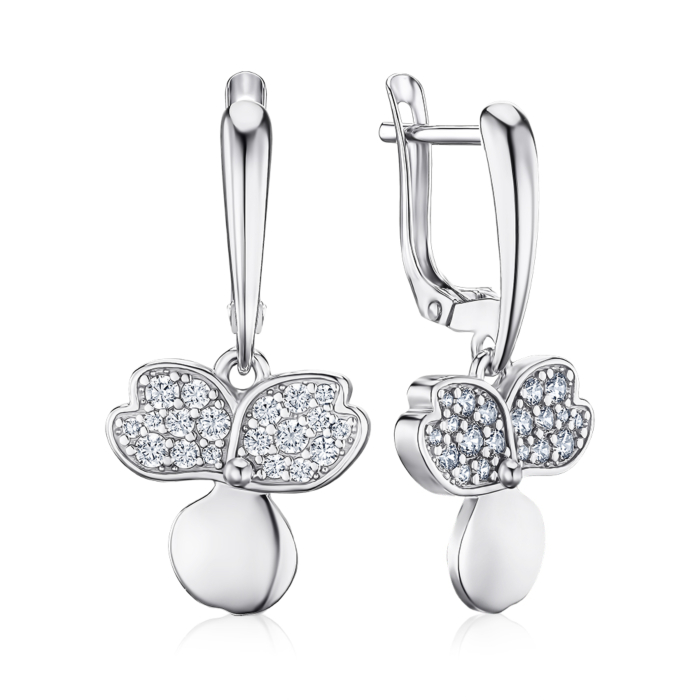 Срібні сережки з фіанітами 41374/12/1/117