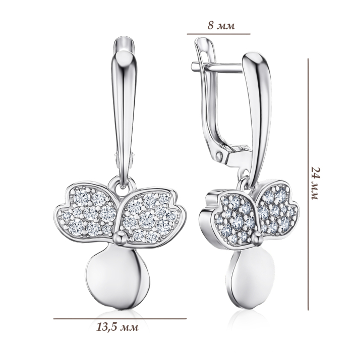 Срібні сережки з фіанітами 41374/12/1/117