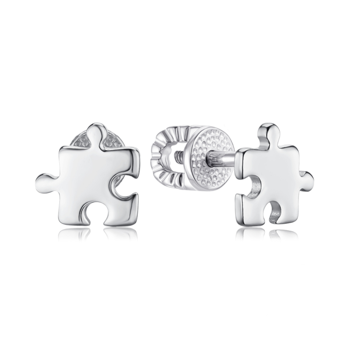 Срібні сережки Пазл 40774/12/1