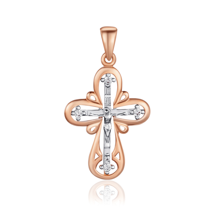 Золотий хрестик з фіанітами. Артикул 31974/01/1/79