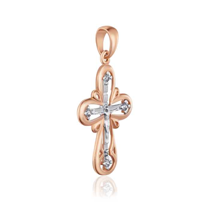 Золотий хрестик з фіанітами. Артикул 31974/01/1/79