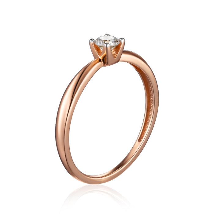 Золотое кольцо с бриллиантом. Артикул 800084/01/1/9218