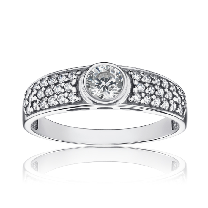 Срібна каблучка з фіанітами 00084/12/1/16