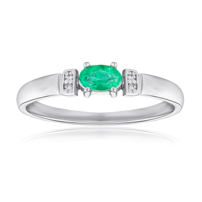 Золота каблучка зі смарагдом та діамантами. Артикул 52594/1б см