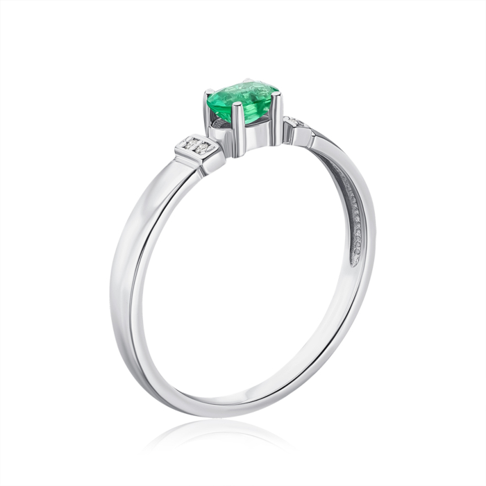 Золота каблучка зі смарагдом та діамантами. Артикул 52594/1б см