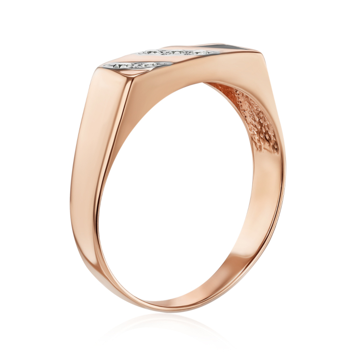 Золотая печатка с фианитами и эмалью. Артикул 1994