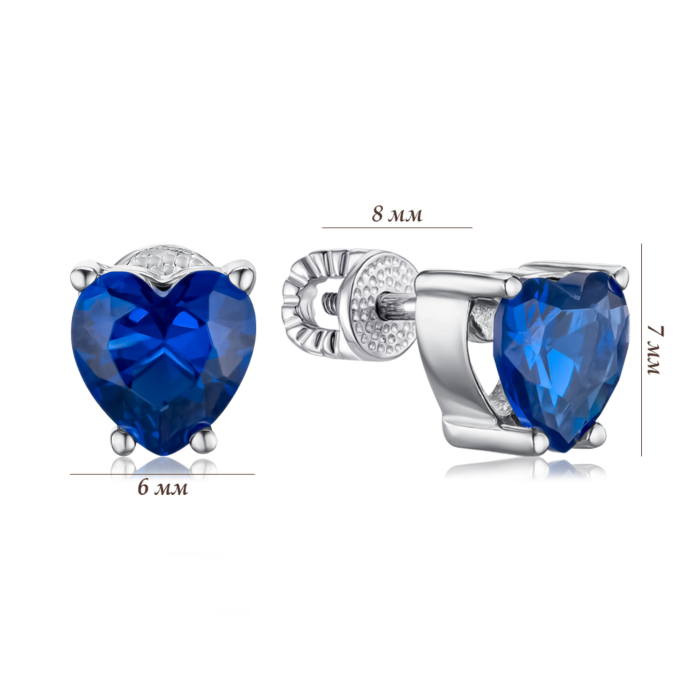 Срібні сережки з синім фіанітом 40405/12/1/1991