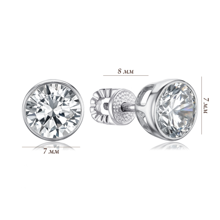Срібні сережки з фіанітом 40505/12/1/25
