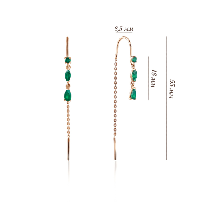 Золоті сережки-протяжки з агатом. Артикул 540215/01/0/7933