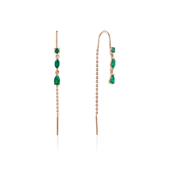 Золоті сережки-протяжки з агатом. Артикул 540215/01/0/7933