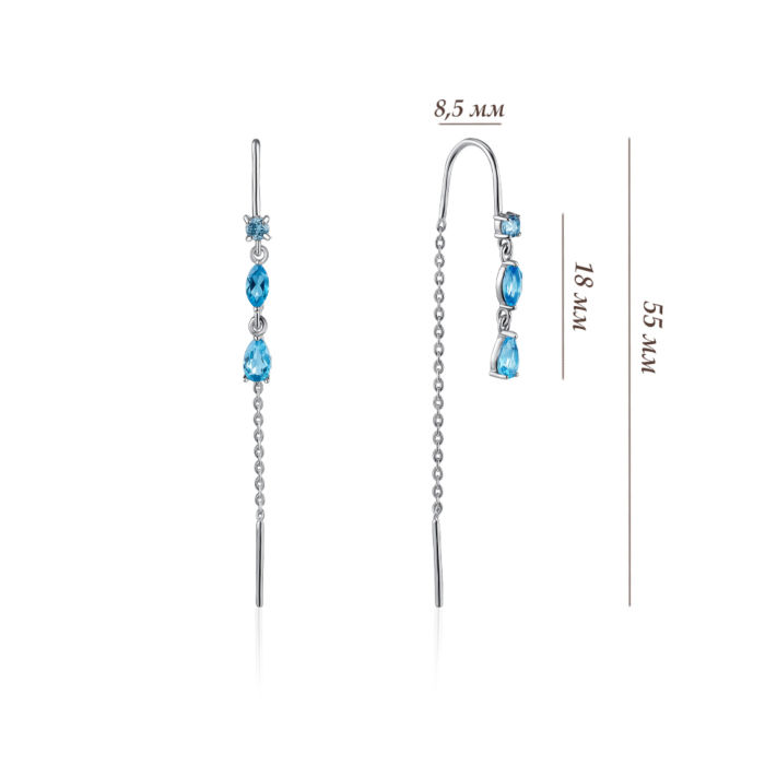 Золоті сережки з топазами. Артикул 540215/02/1/7587