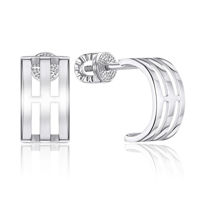 Срібні сережки без вставки. Артикул 41315/12/1